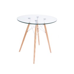Mesa Luna Cristal 70 Base Madera
